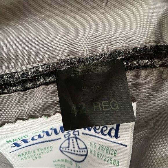 HARRIS TWEED Vintage Hand Woven Wool Sports Coat Jacket Blazer Black Gray 42R - Picture 11 of 11